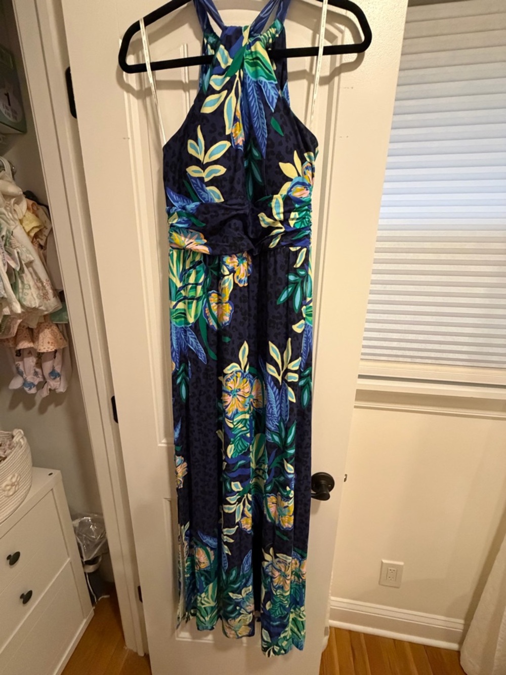 Lilly Pulitzer Navy Blue Floral Maxi Dress